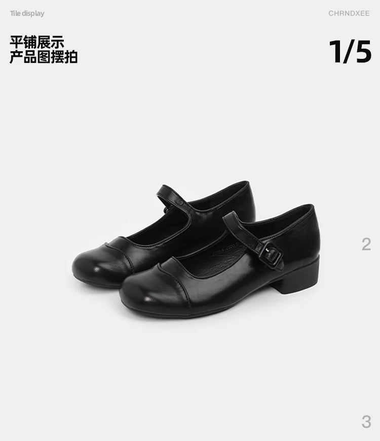 CHRNDXEE Retro Light Mouth Thick Heel Shoes