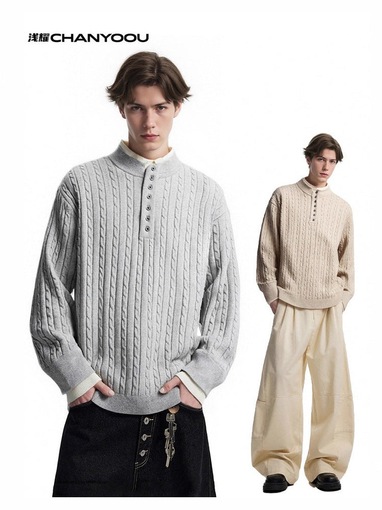 CHANYOOU Vintage Fake Two-piece Twist Knitted Sweater