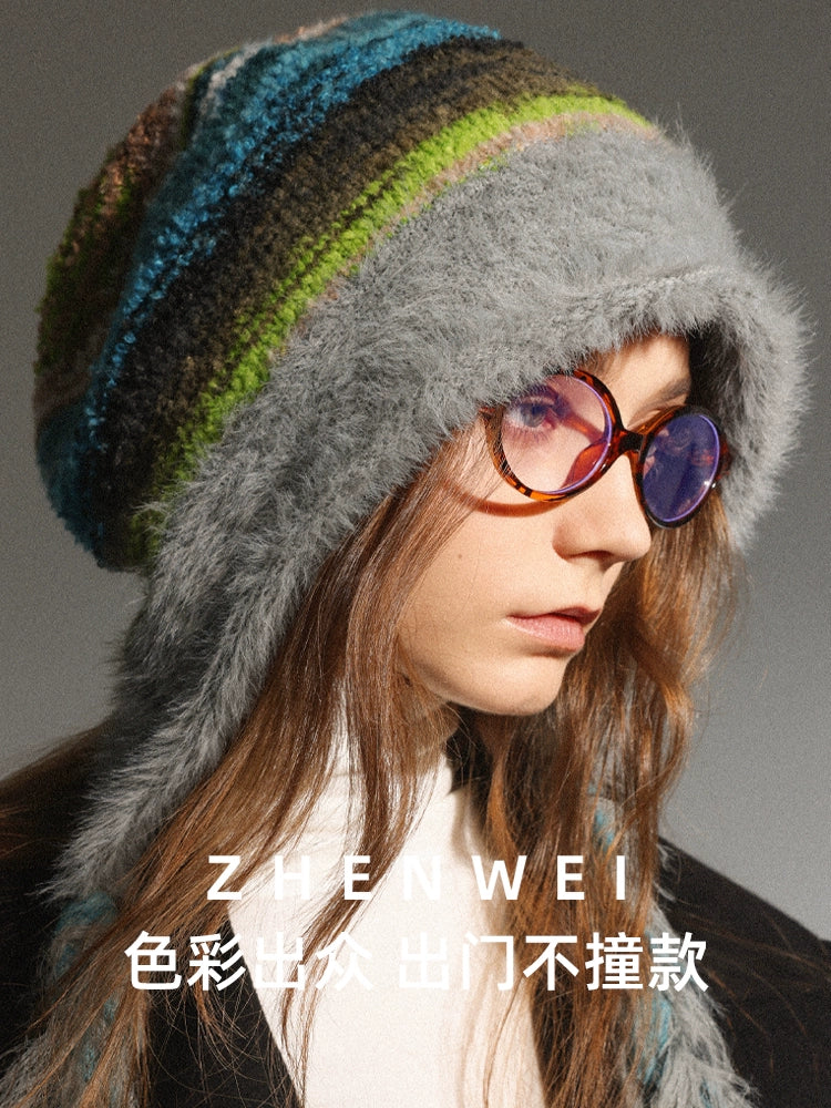 ZHENWEI Knitted Plush Plush Thick Ear Protection Wool Cap