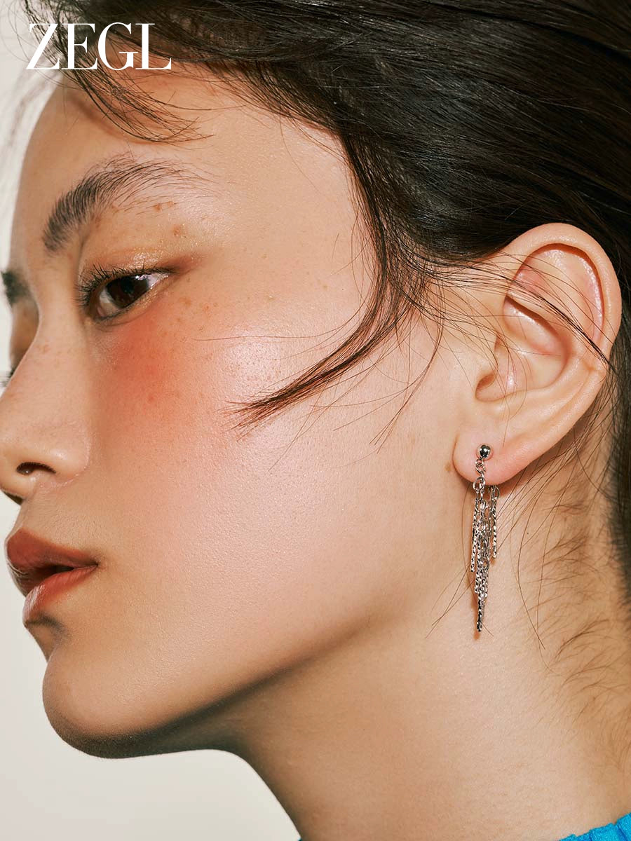 ZEGL Metal Waterfall Fringed Earrings