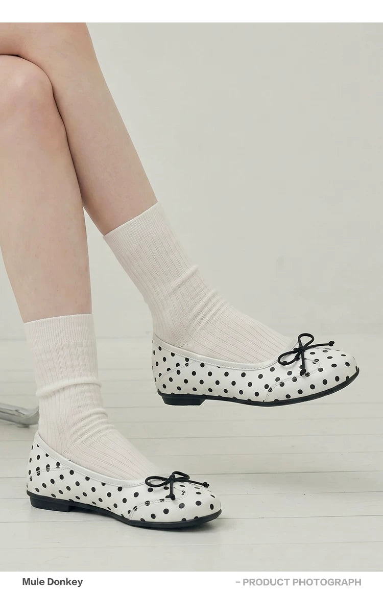 Donkey Shallow Mouth Polka Dot Inner Height Increasing Single Shoes