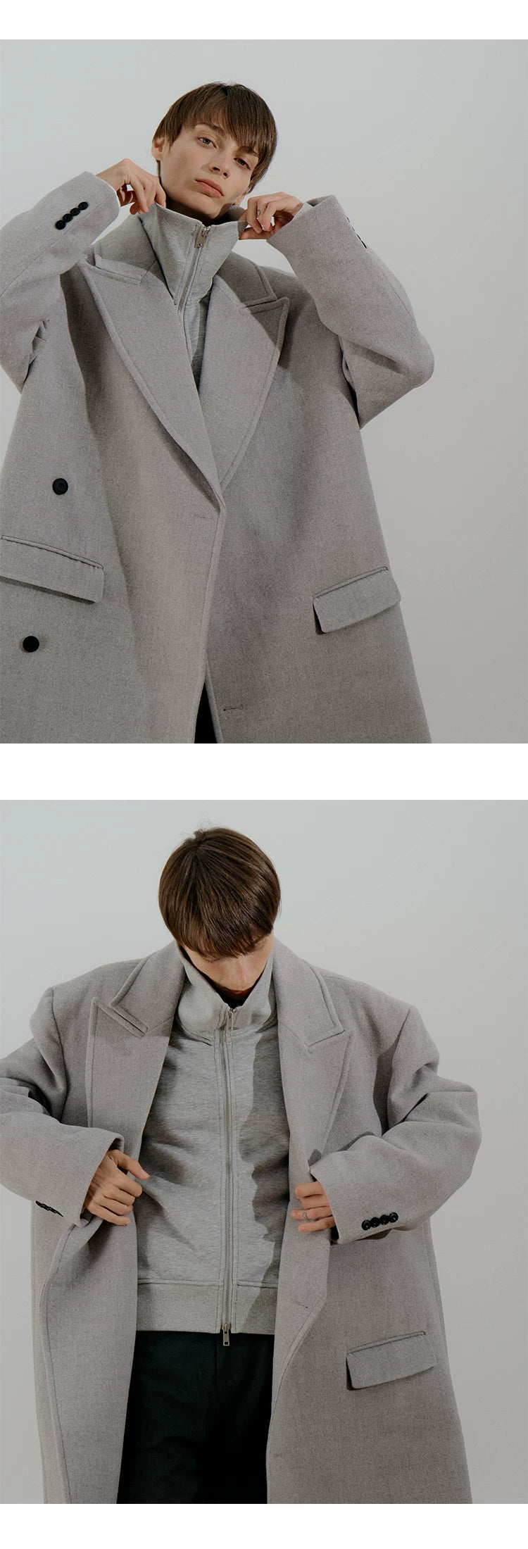 COLN Single-breasted Woolen Coat