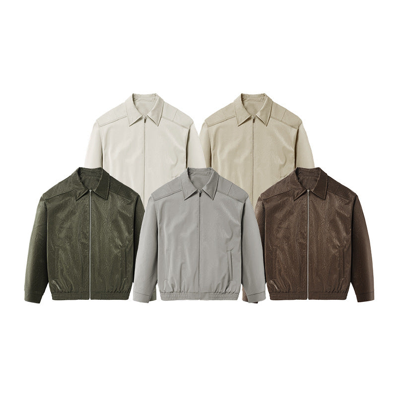 Inflation Vintage Wrinkled Leather Zip-up Jacket