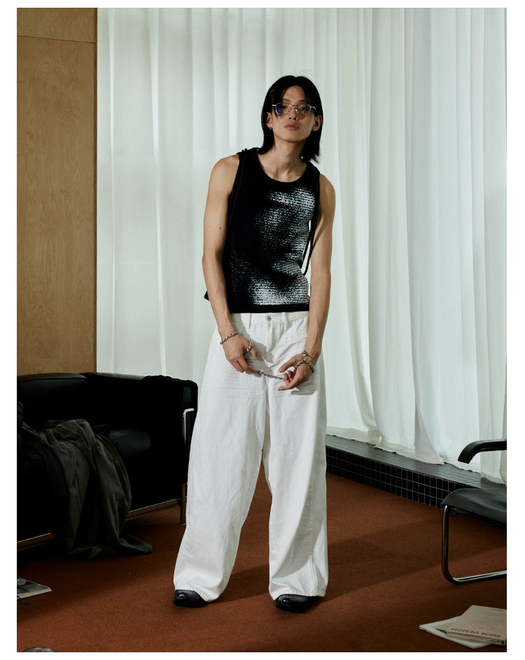 JCAESAR Pleated Wide-leg Jeans