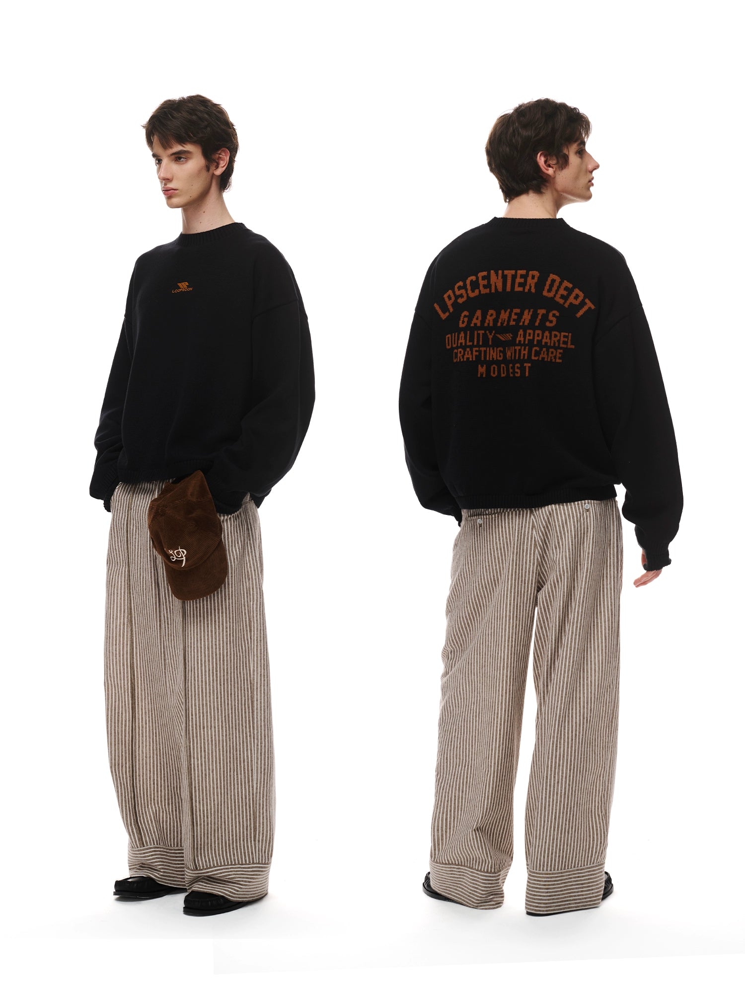 Loopsoon Back Jacquard Vintage Loose Casual Knitwear