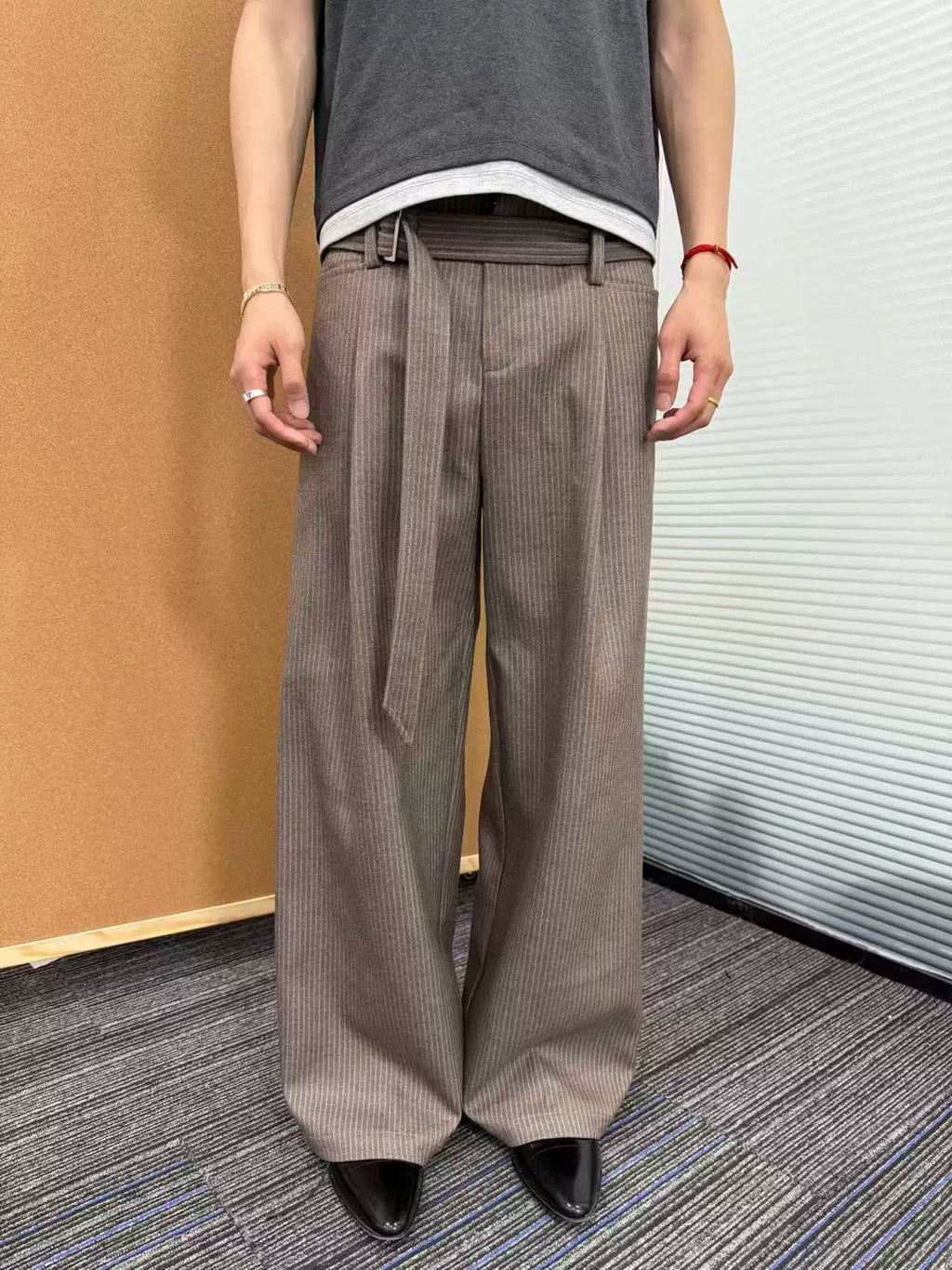 MANUSCRIPT Striped Streamer Casual Trousers