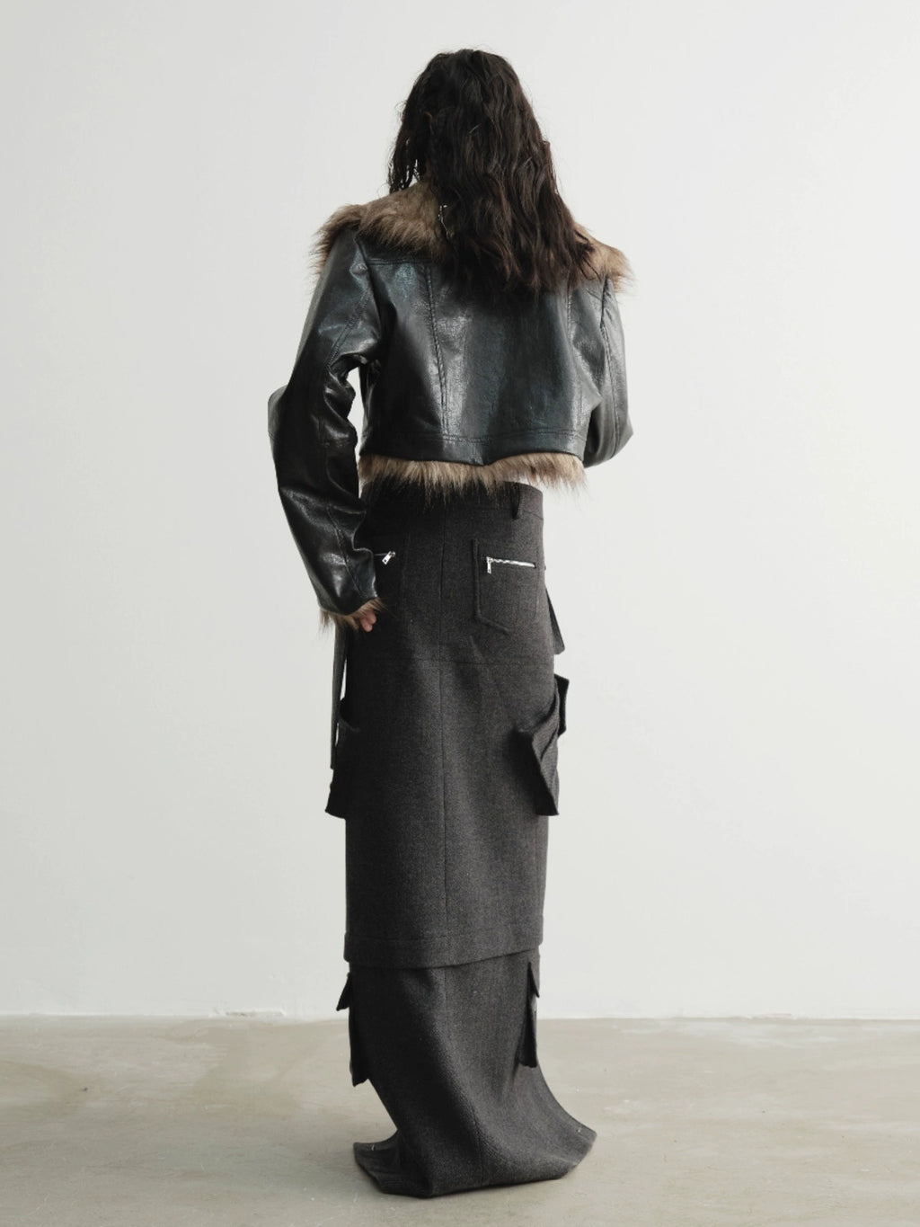 JNYLON Retro Imitation Fur Front and Back Two Wear PU Wallet