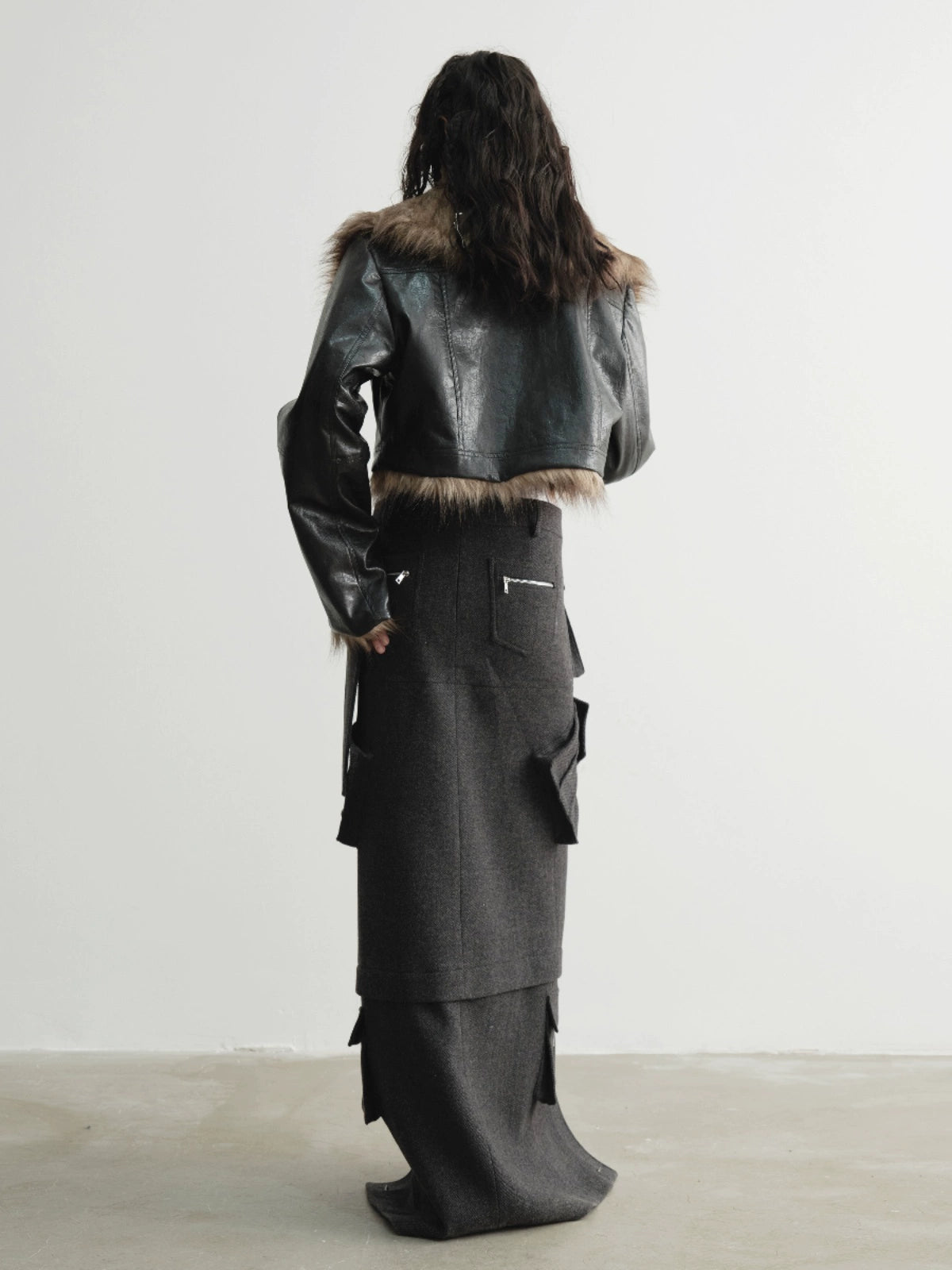 JNYLON Retro Imitation Fur Front and Back Two Wear PU Wallet