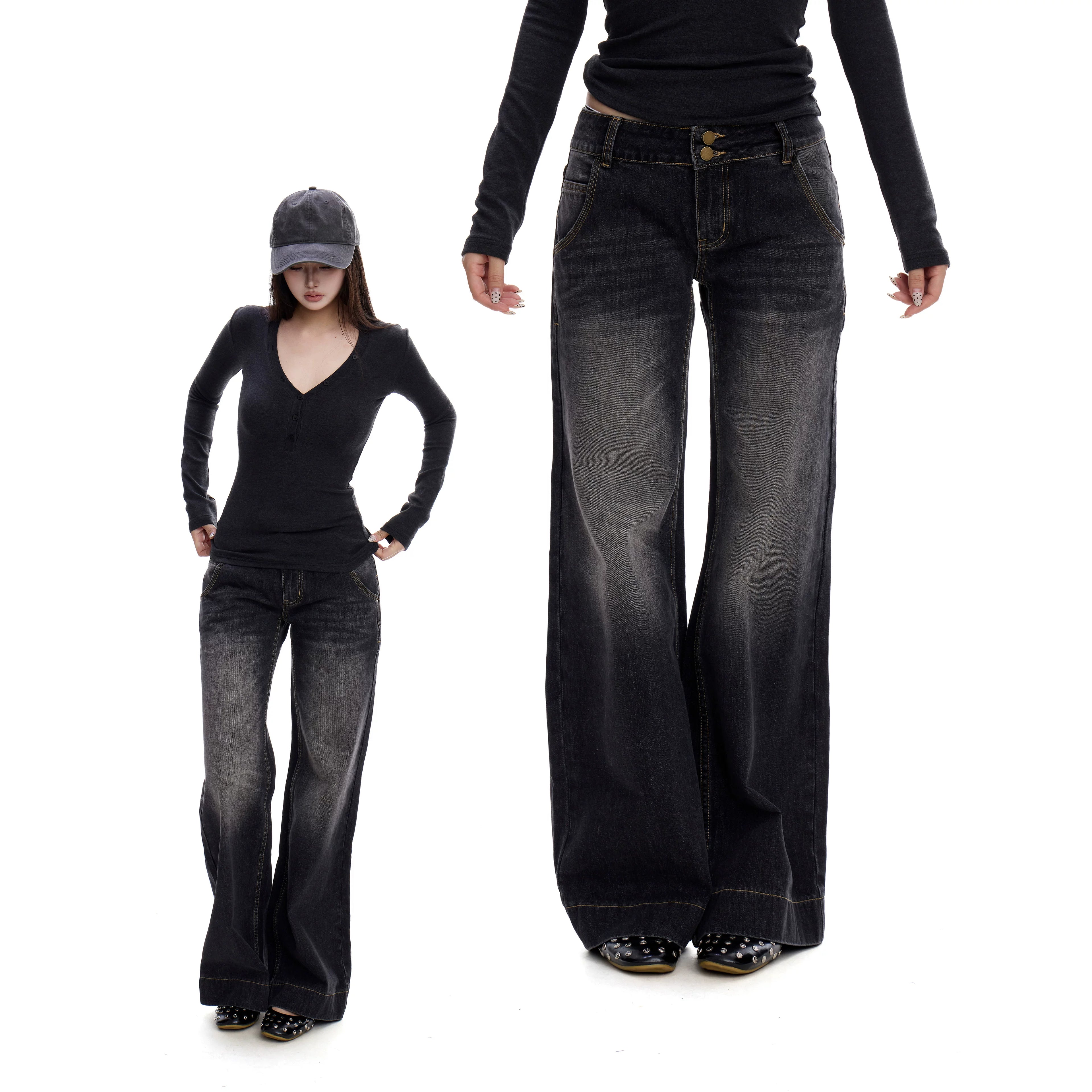 WITHMIN Low-rise Washed Jeans