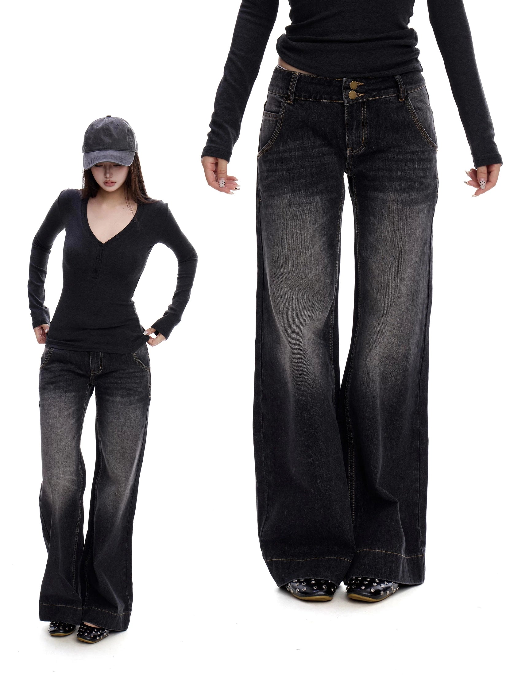 WITHMIN Low-rise Washed Jeans