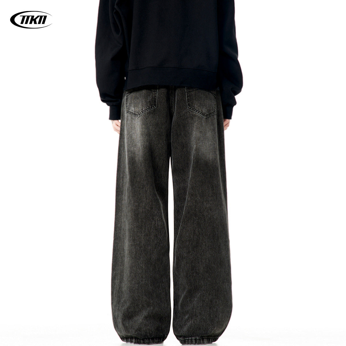 11KN  washed old straight drape Jeans