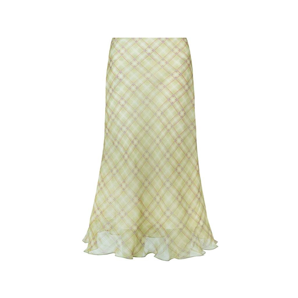 Veryrareme Low-rise Checked Chiffon Skirt
