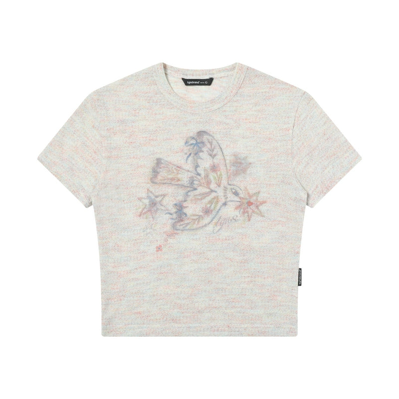 TGNS Colored Yarn Bird Front Shoulder Slim Tee