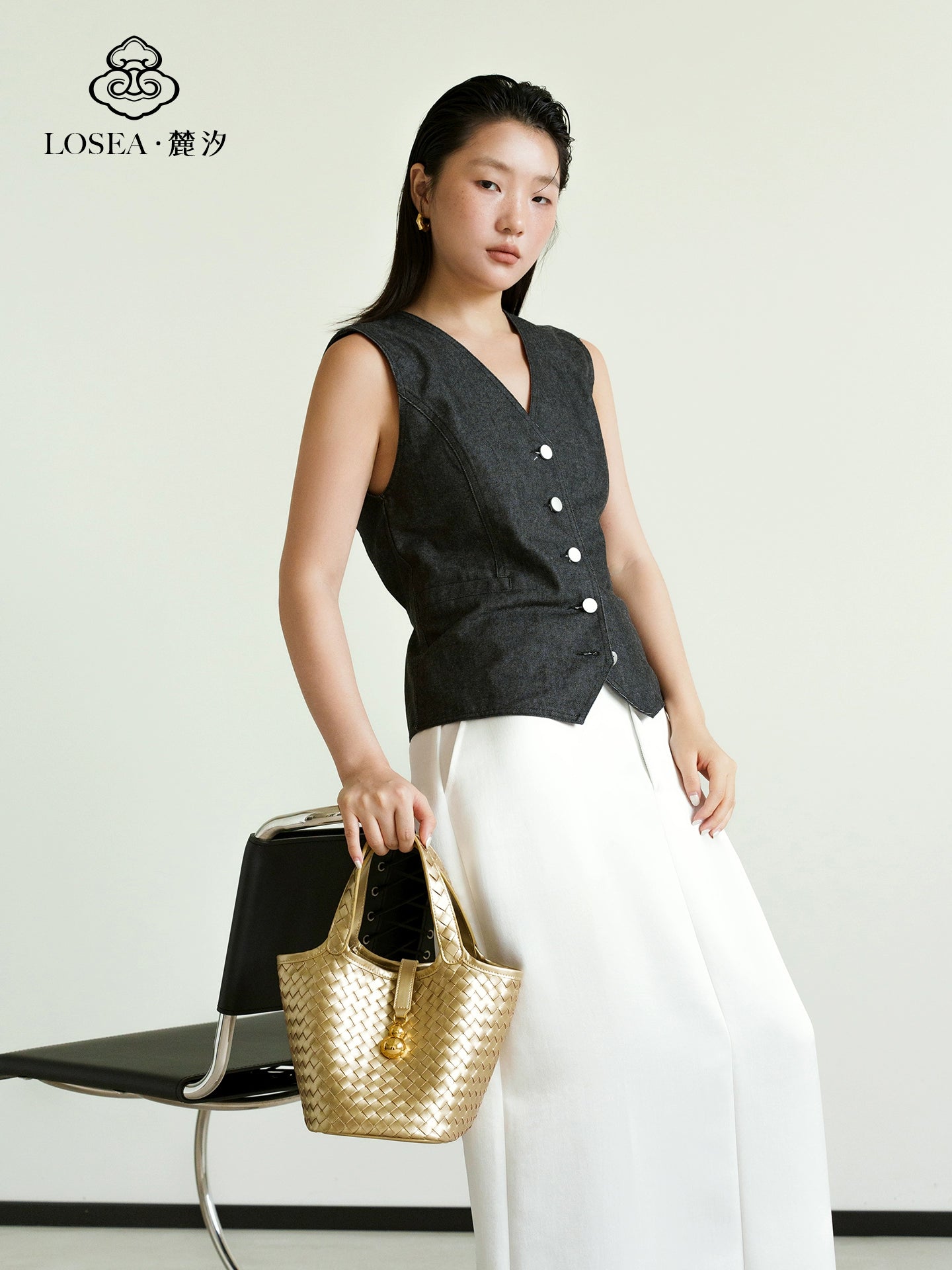 LOSEA Leather Hand-woven Gourd Vegetable Basket Bag