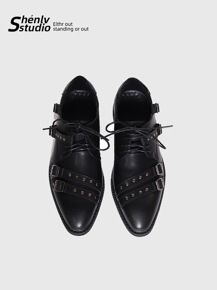 SHENLV STUDIO Dark Punk Pointed Leather Shoes