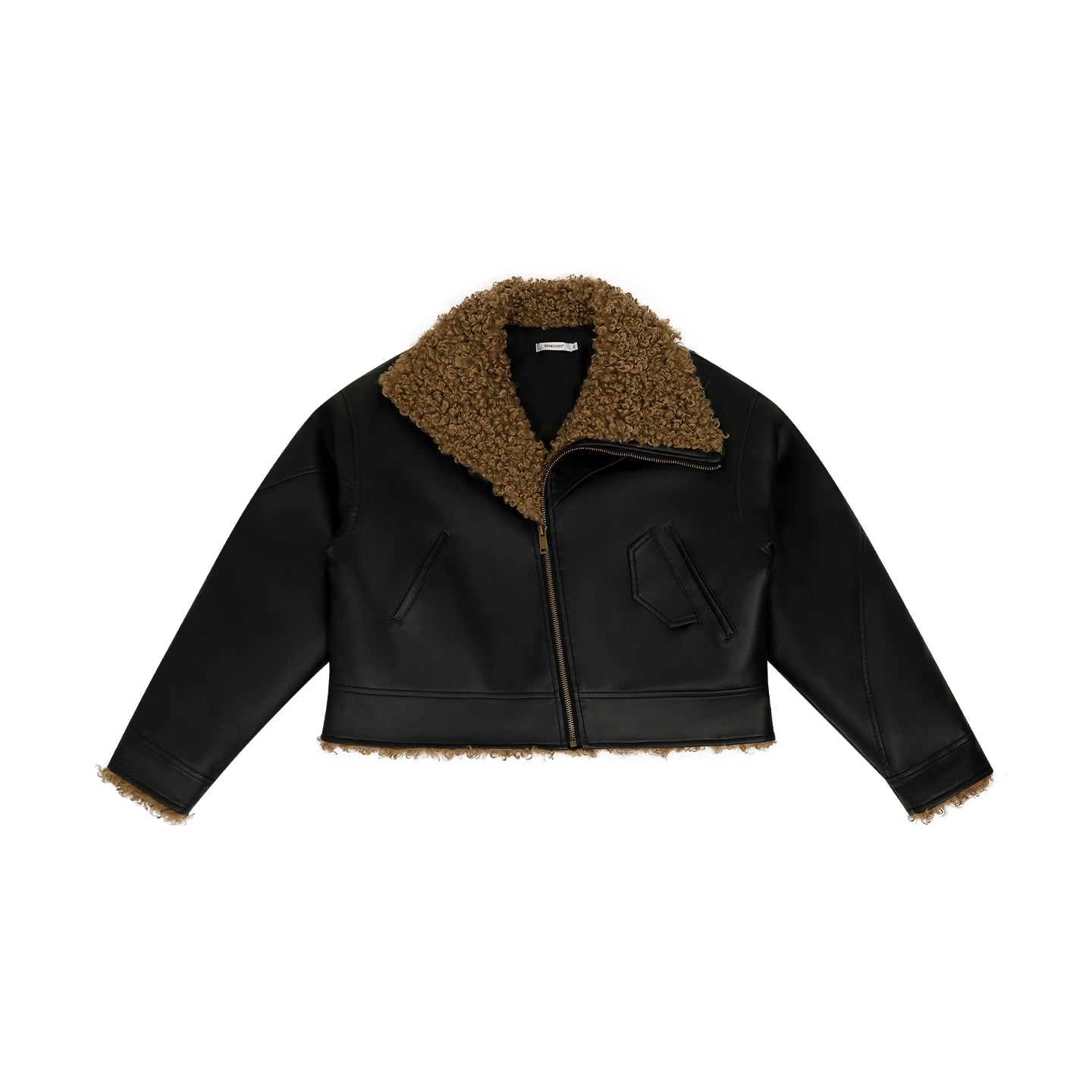 FUNKYFUN Leather Contrasting Spliced Cotton Jacket