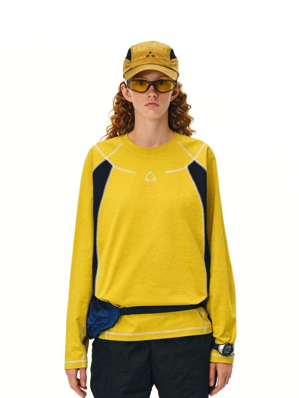 FPA Contrasting Color Splicing Loose Round Neck Long Sleeve