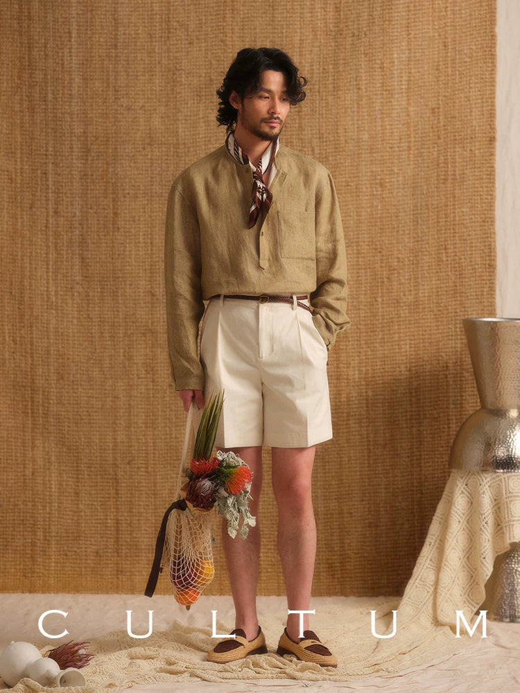 CULTUM Double Pleated Straight Casual Shorts