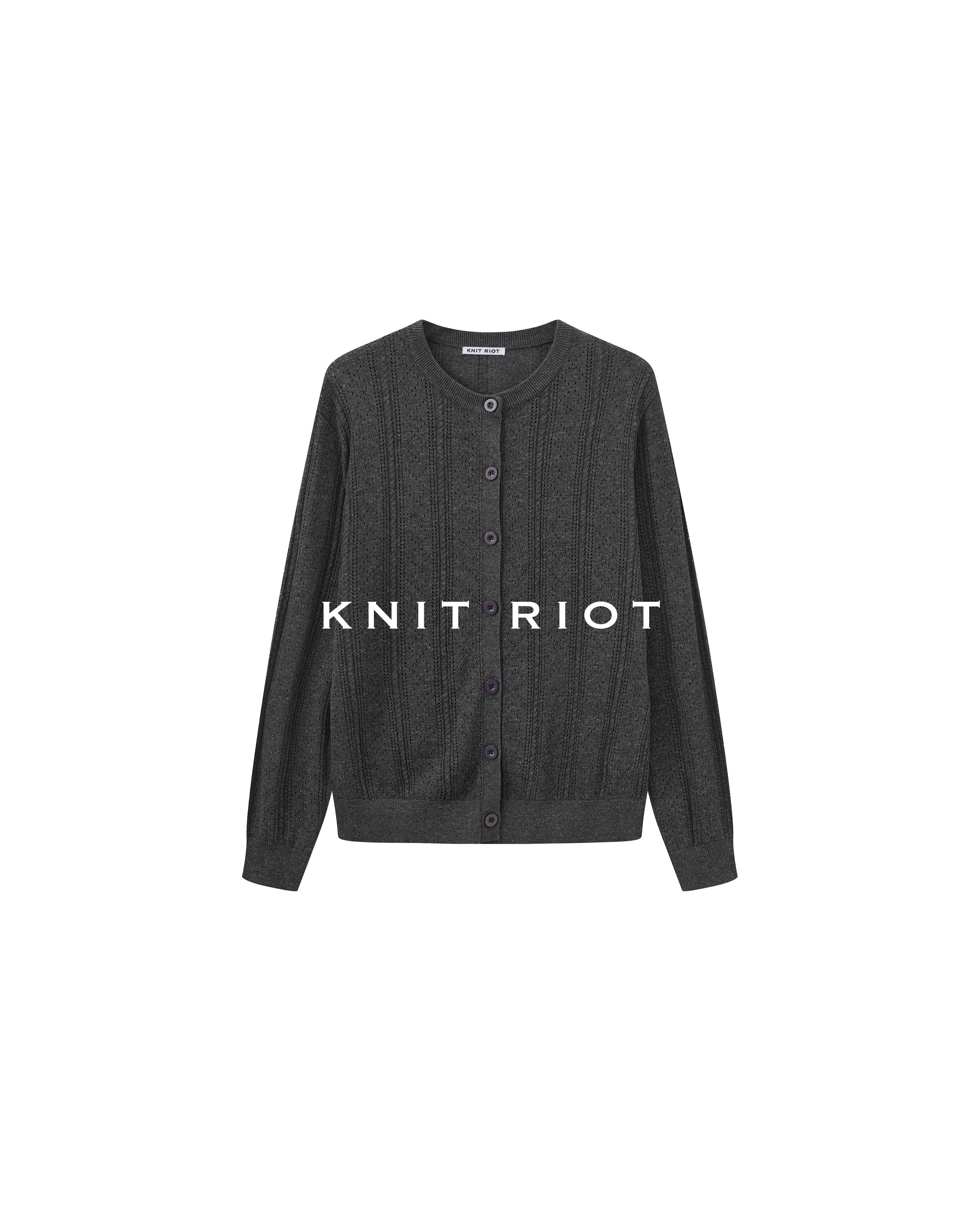 KNITRIOT Hollow Twisted Breathable Knitted Long-sleeved Cardigan