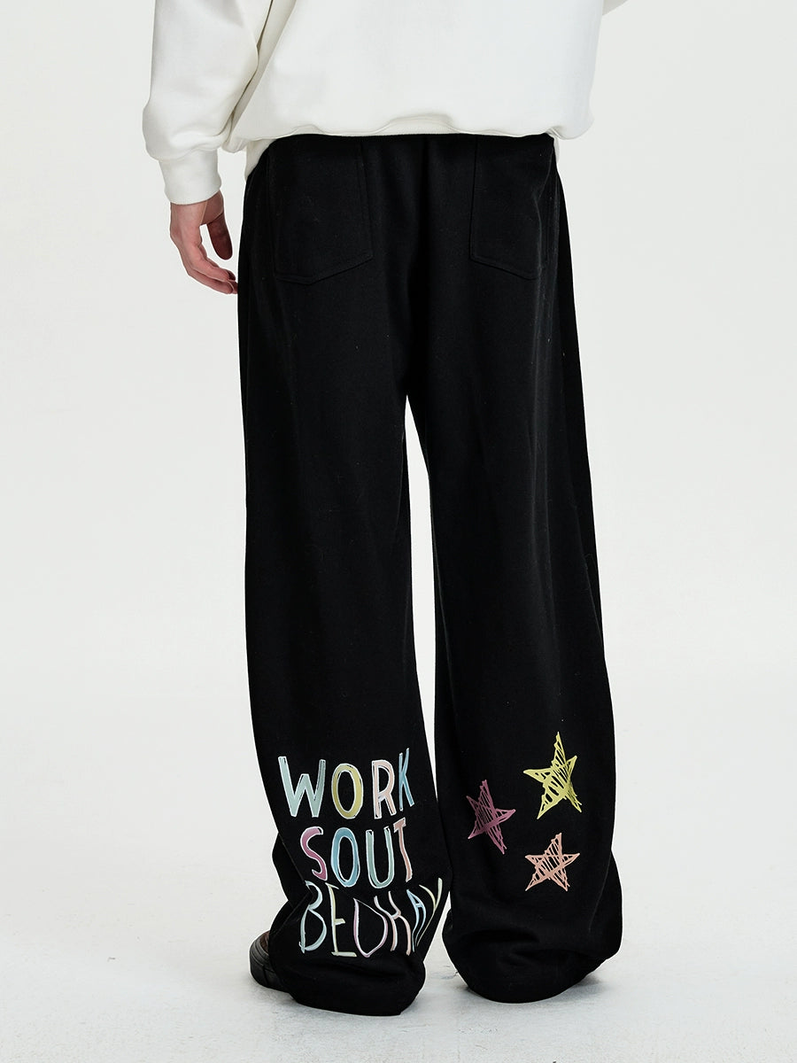 NICEBAD graffiti font star print sweatpants