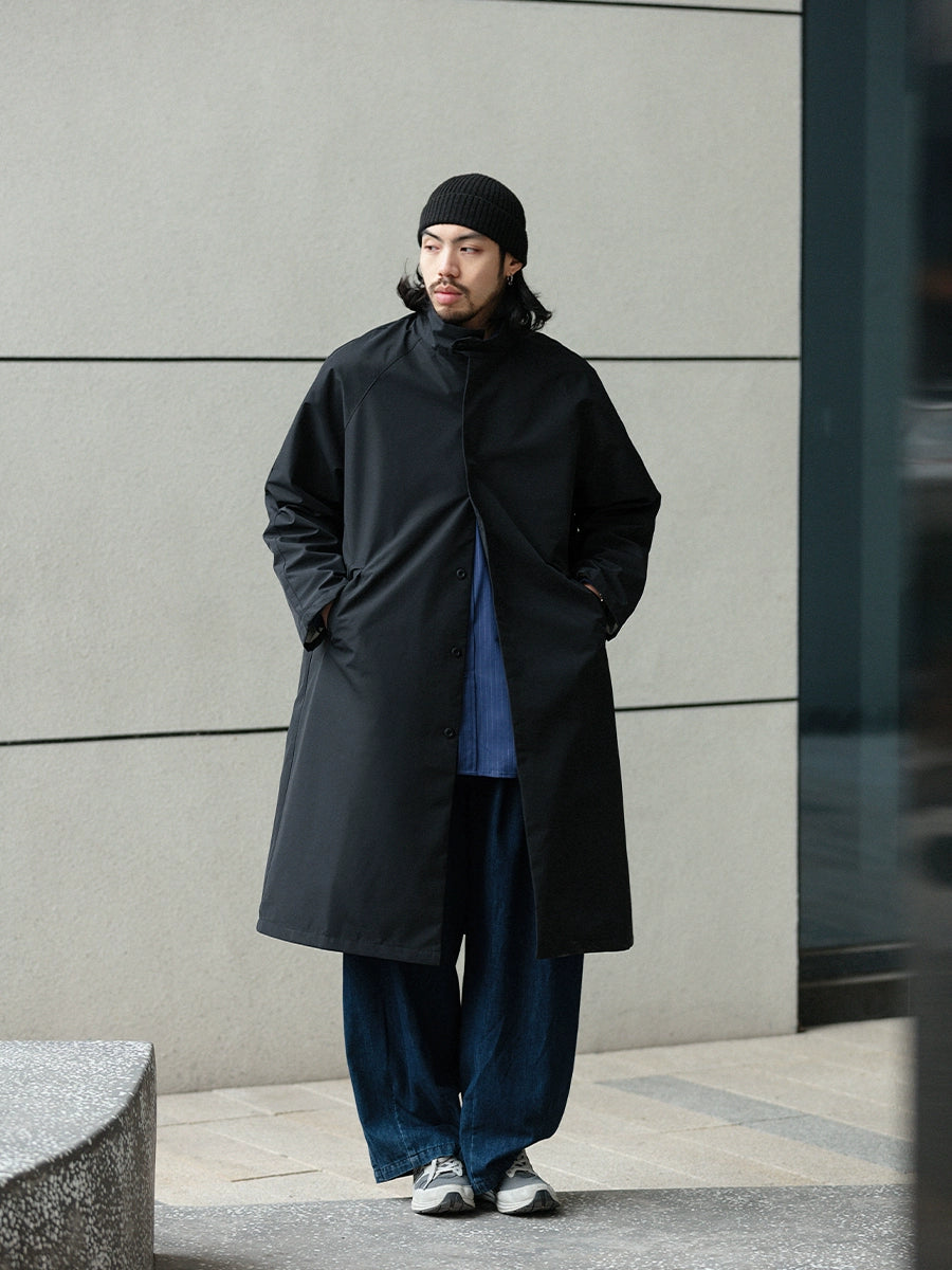 NOEARS Japanese Retro Shoulder Sleeve Stand-up Collar Long Coat