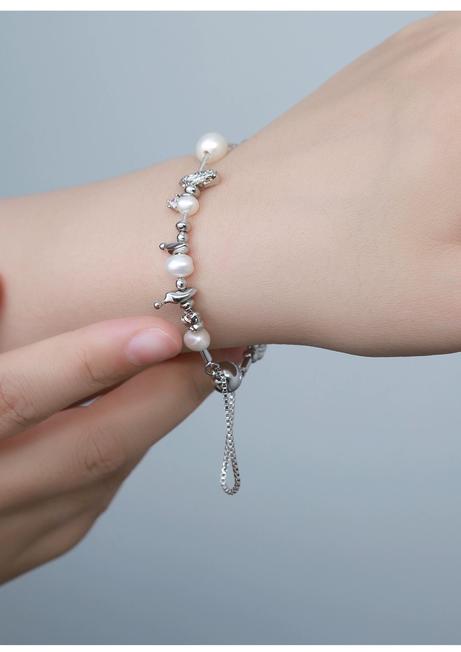 MASW Gravel Baroque Pearl Suction Bracelet Bracelet