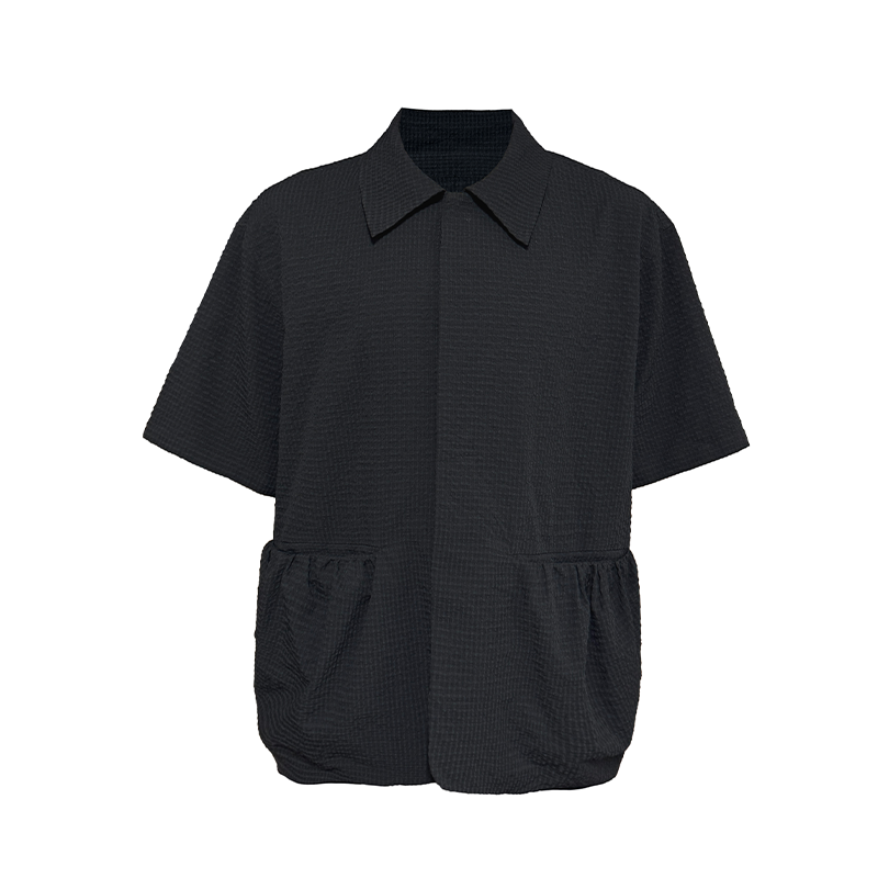 JCAESAR SHIRT Bubble Pleated Drawstring Shirt