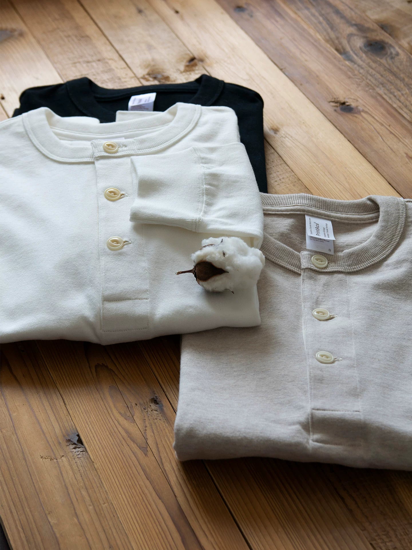 Printace Vintage Henry Collar Loose Casual Long Sleeve