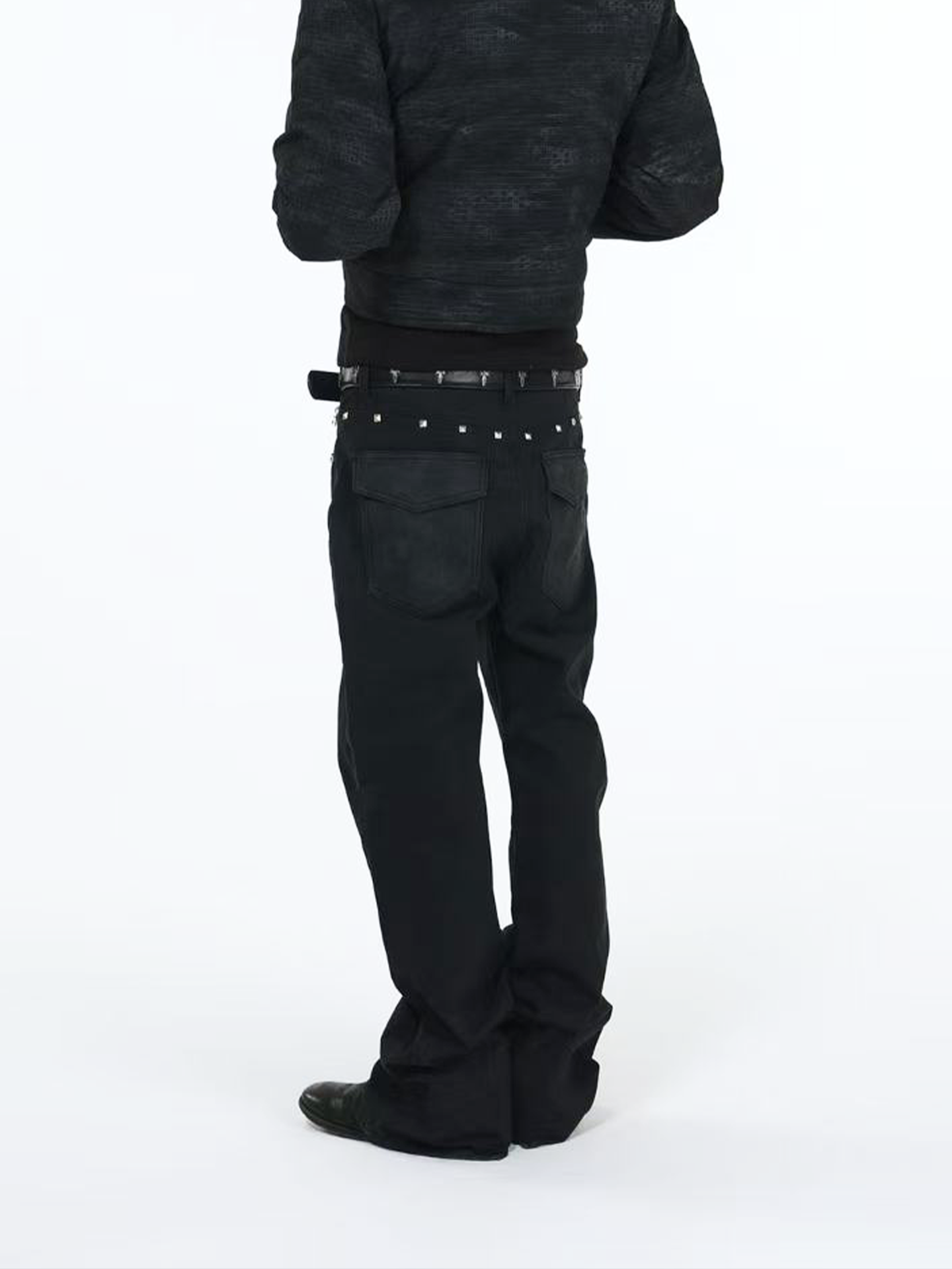DETW Metal Rivet Zipper Stacked Jeans