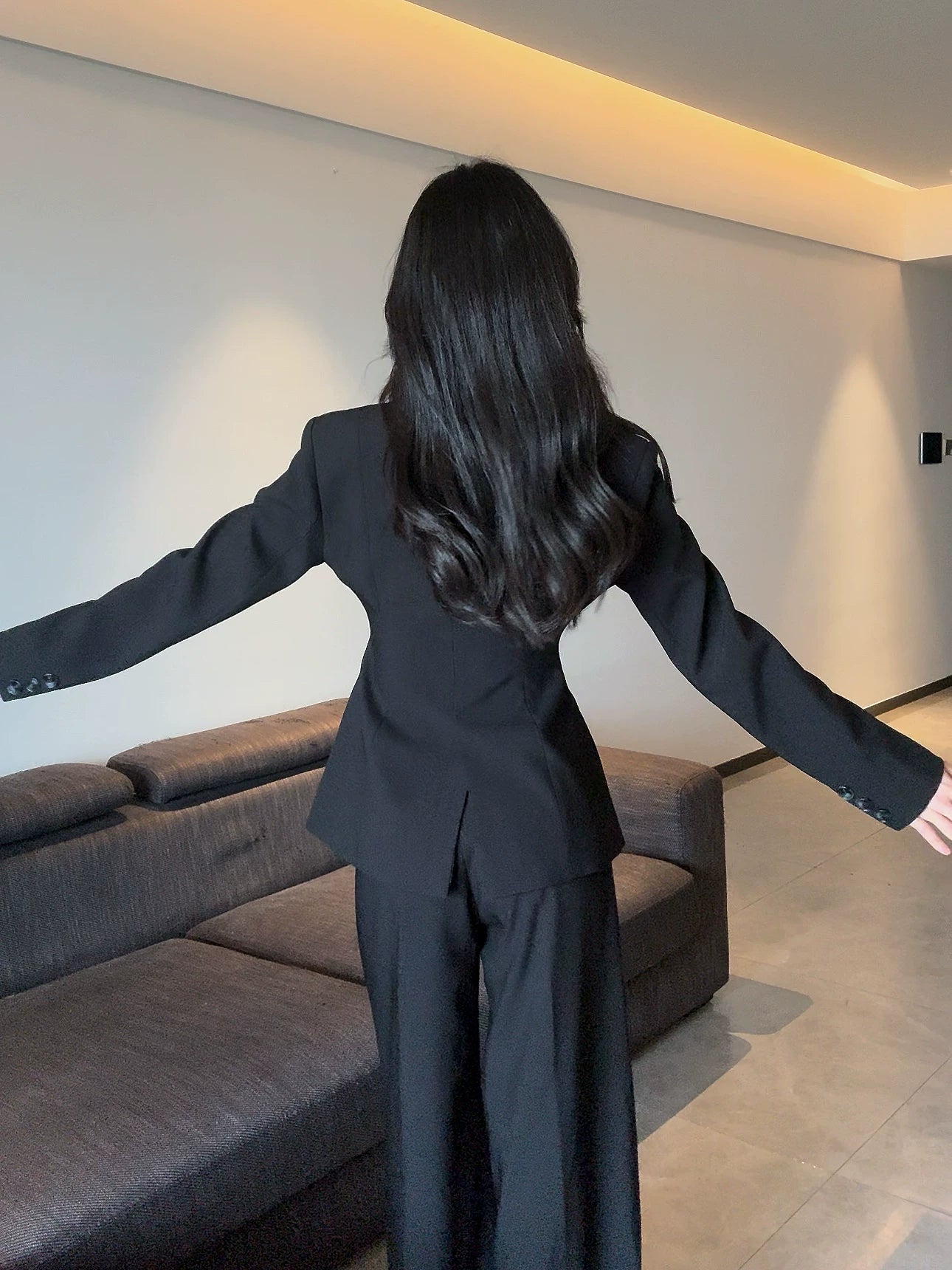 PANPANSTUDIO Medium and Long Wide Leg Pants Suit Set