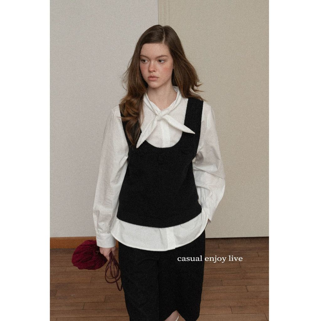 EGGKA Three-dimensional Flower Knitted Stacked Vest