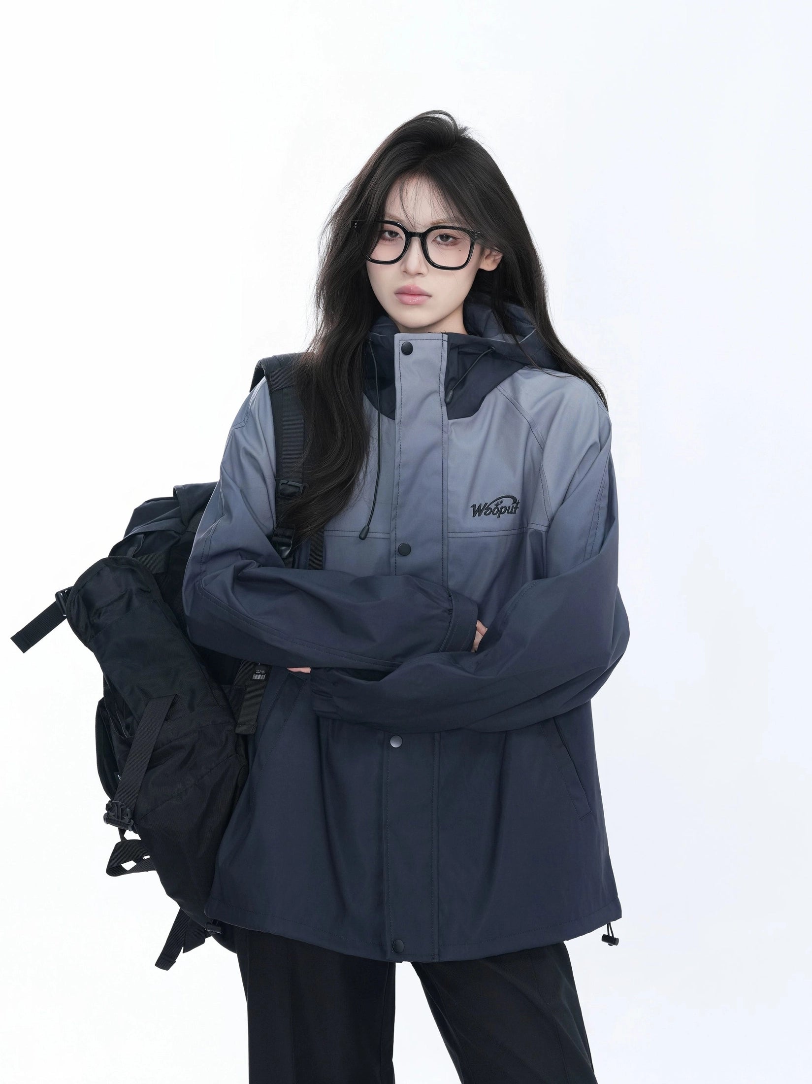Zuocisankon Gradual Change Hooded Loose Jacket