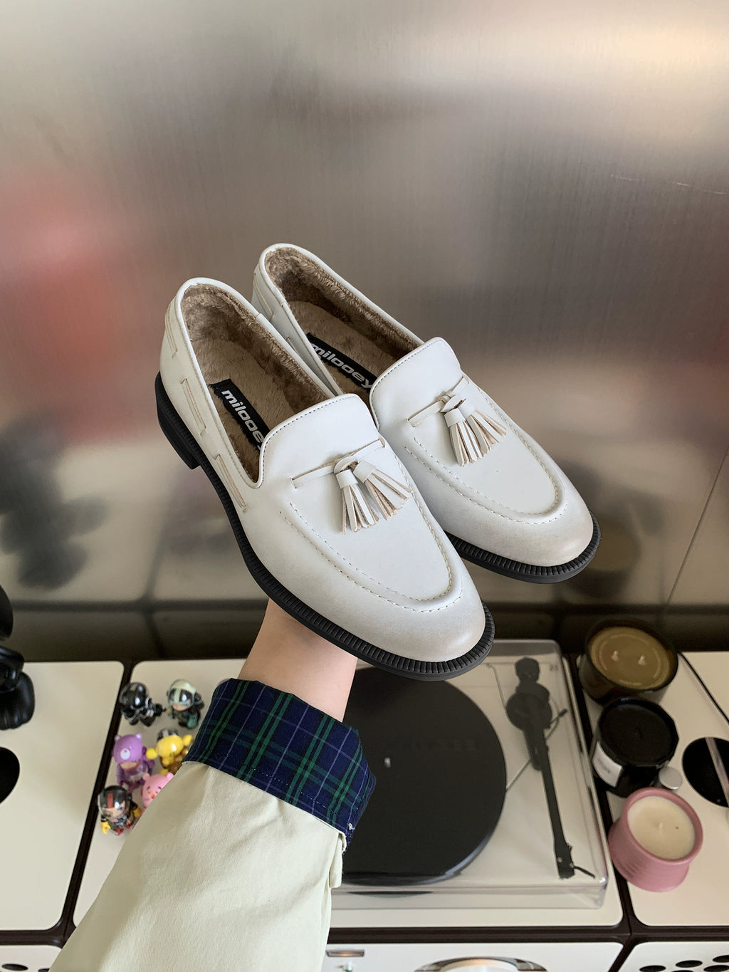 Milooey Leather Suede Fringed Loafers