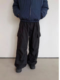 Anniehall Fleece Thickened Large Pocket Vintage Thermal Pants