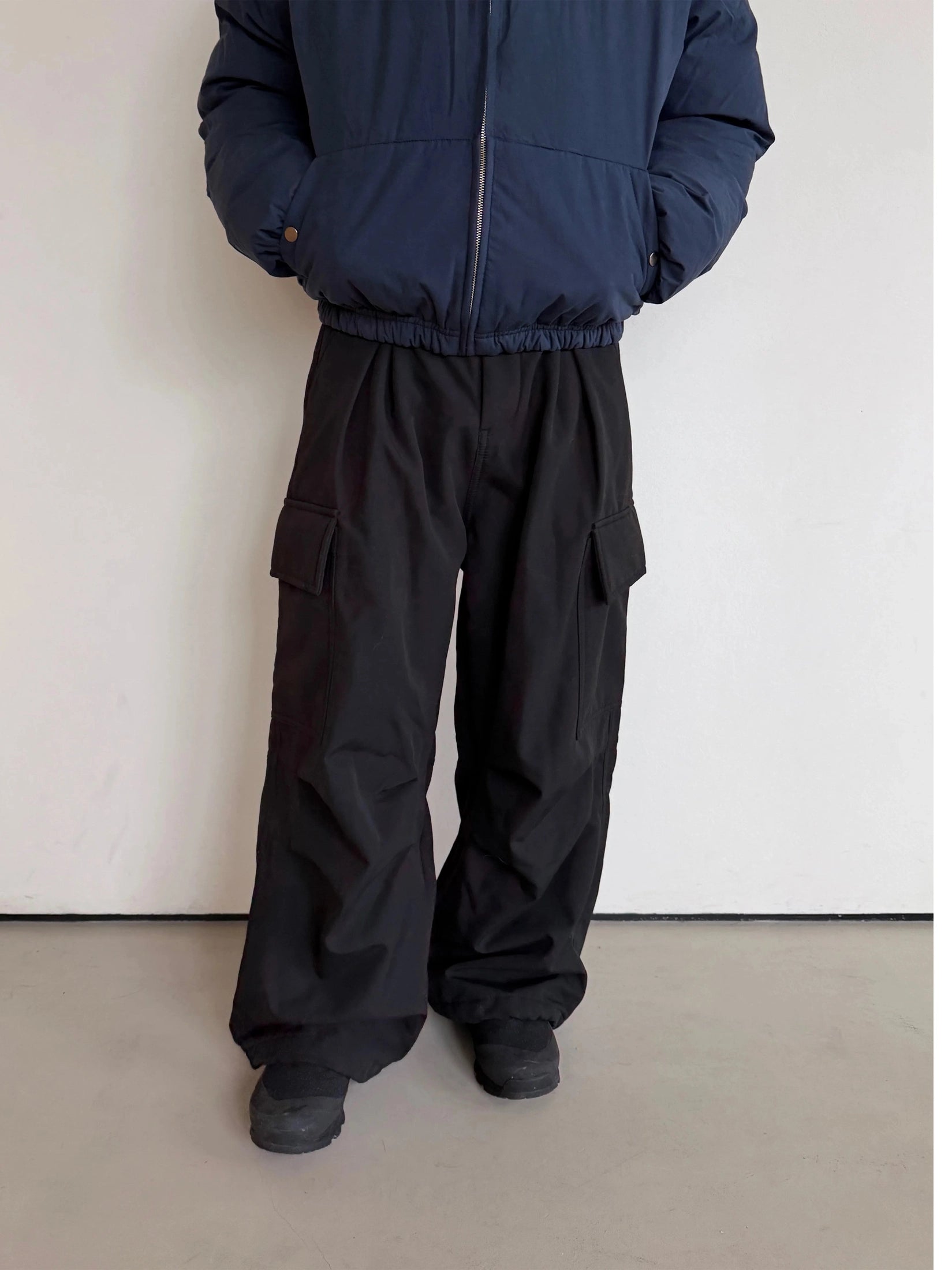 Anniehall Fleece Thickened Large Pocket Vintage Thermal Pants