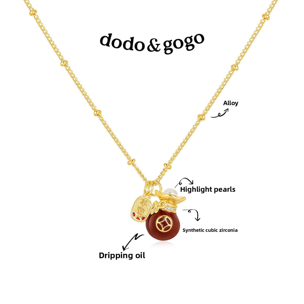 DODOGOGO Red Lucky Bag Pendant Necklace