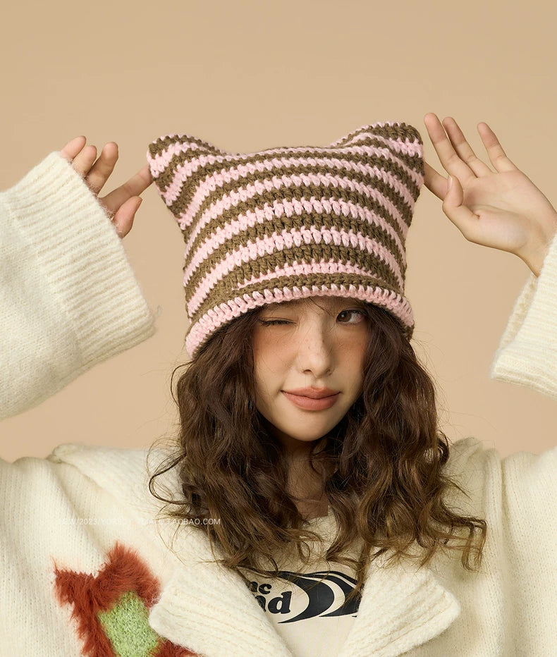 YORSOY Knitted Striped Wool Hat