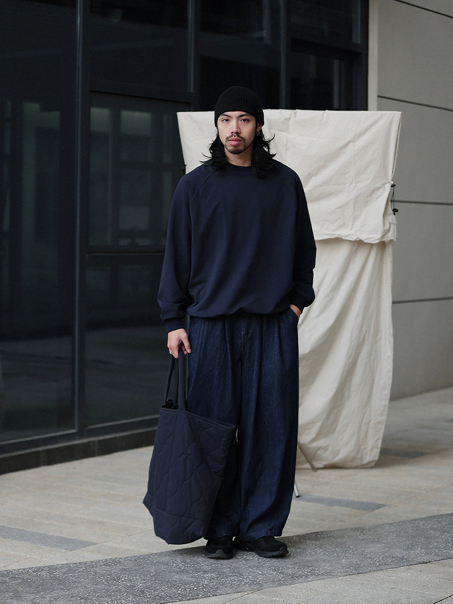 NOEARS Japanese Retro Threaded Splicing Long Sleeve