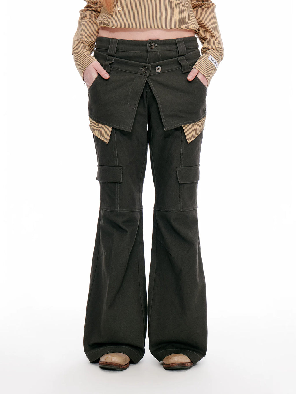 JIKOO Contrasting Splicing Striped Pants