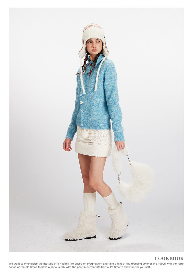 Nariele Turtleneck Soft Waxy Sweater Jacket