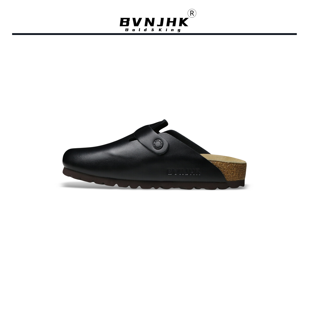OQ X BVNJHK Bright Black Leather Clogs