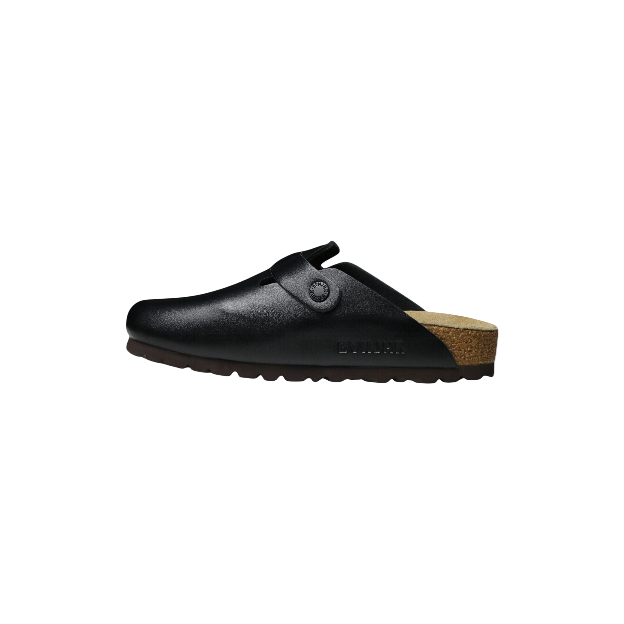 OQ X BVNJHK Bright Black Leather Clogs