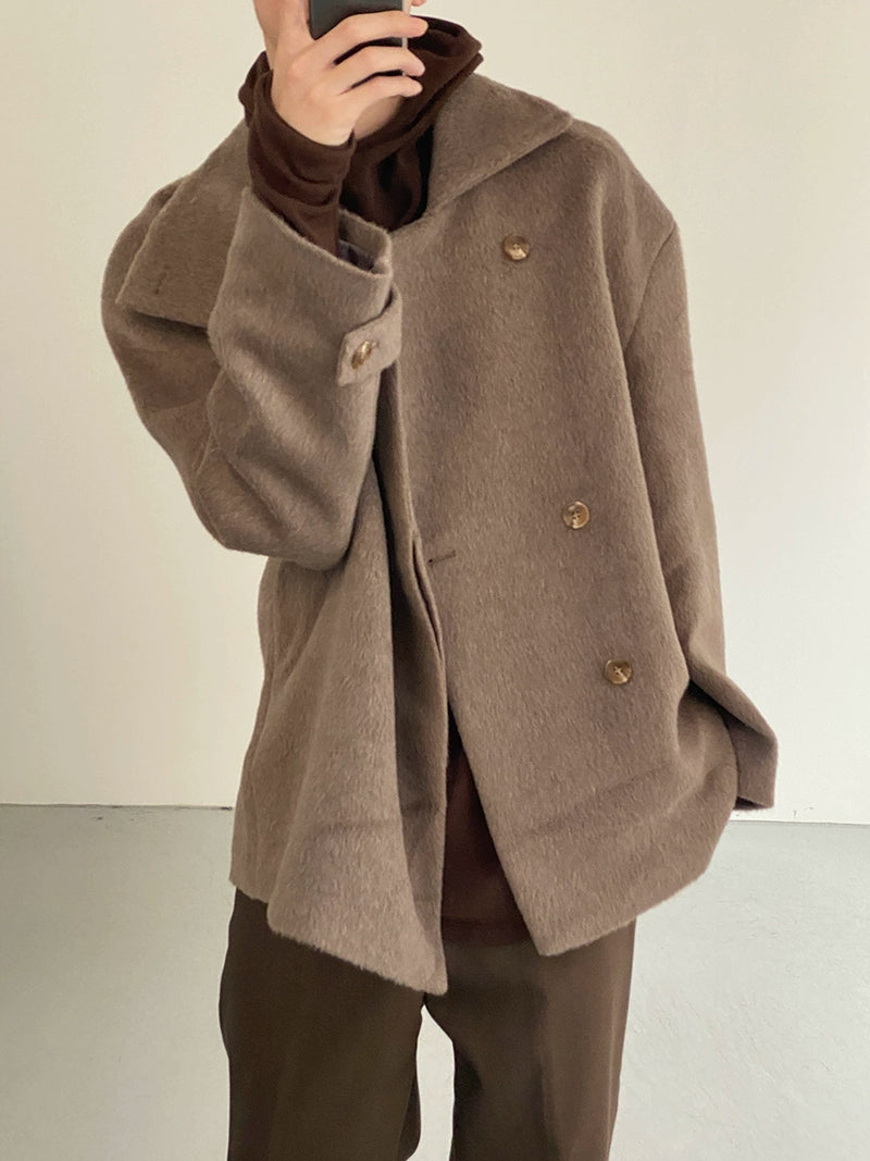 COLN Short Stand-up Collar Woolen Coat