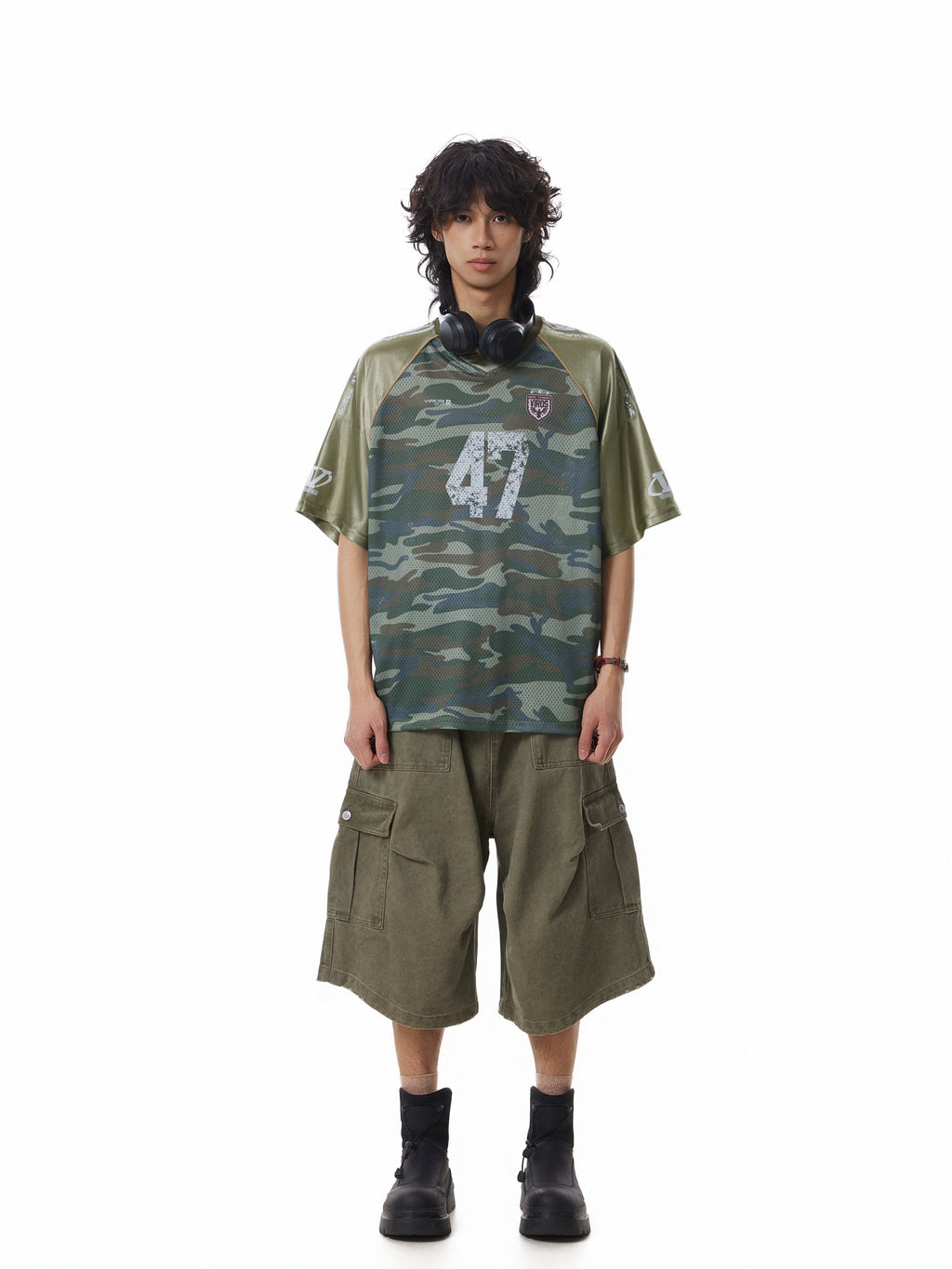 BTSG Mesh Camouflage Splicing Jersey Tee