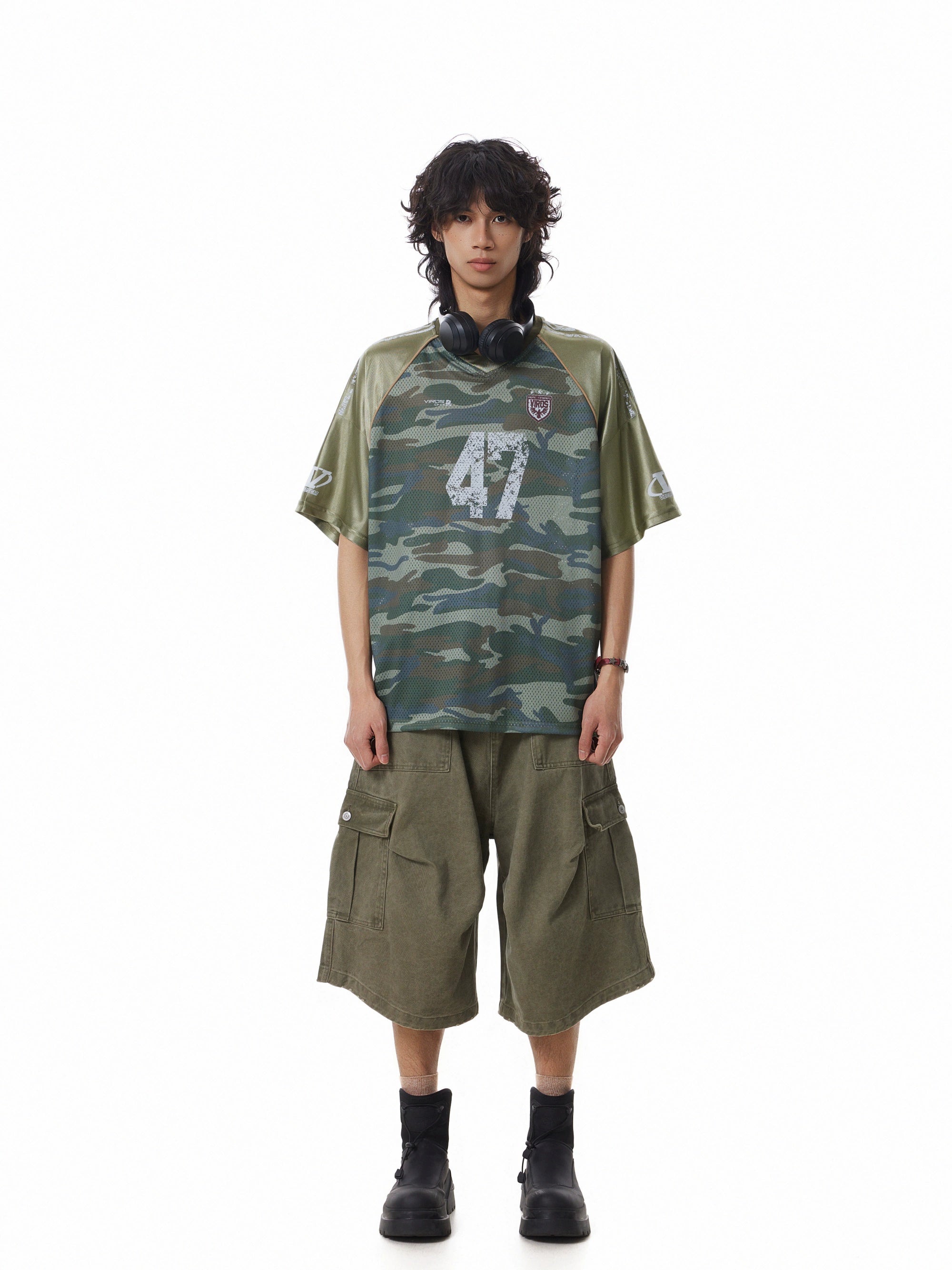 BTSG Mesh Camouflage Splicing Jersey Tee