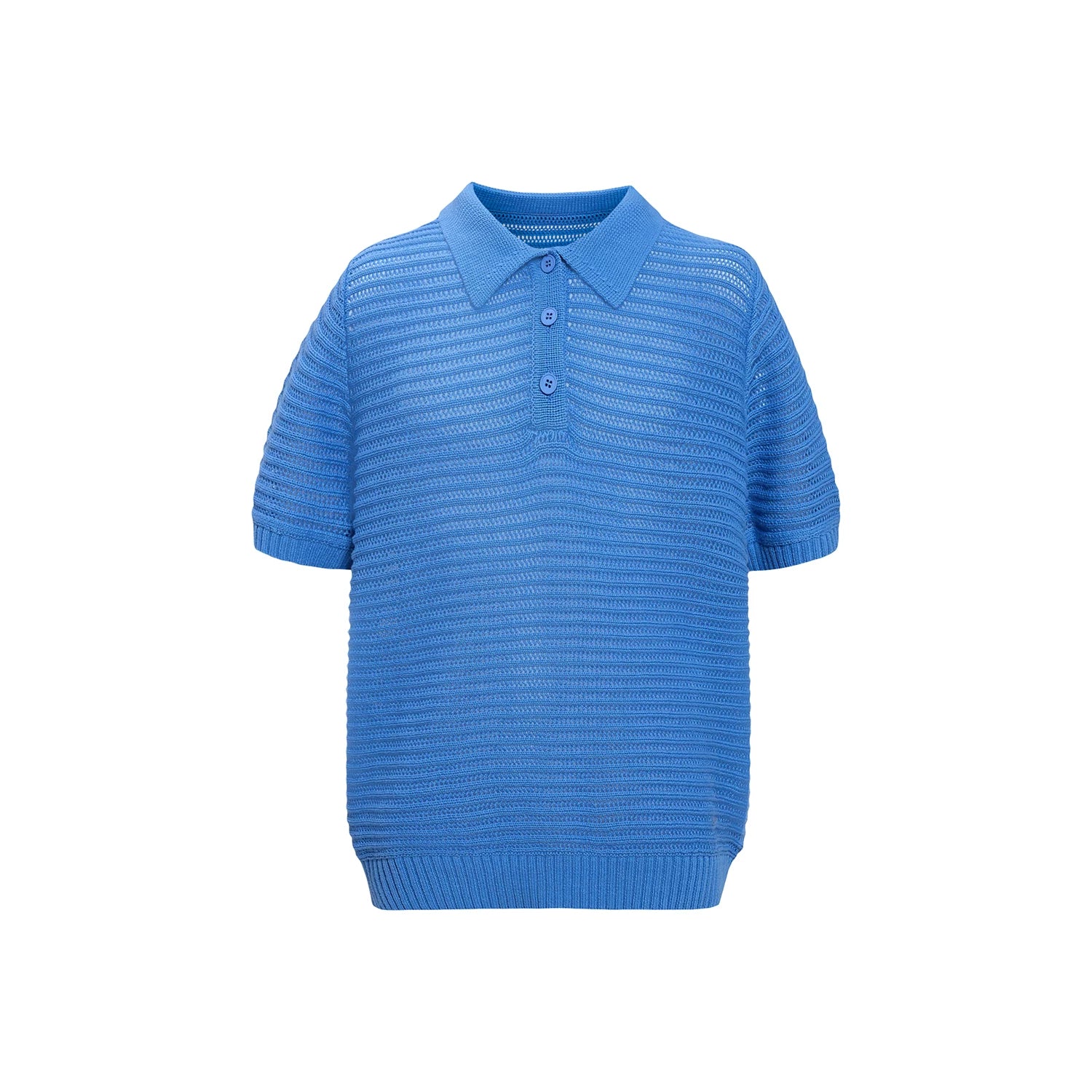 Sameuoo Shoulder Knit Hollow Polo Shirt