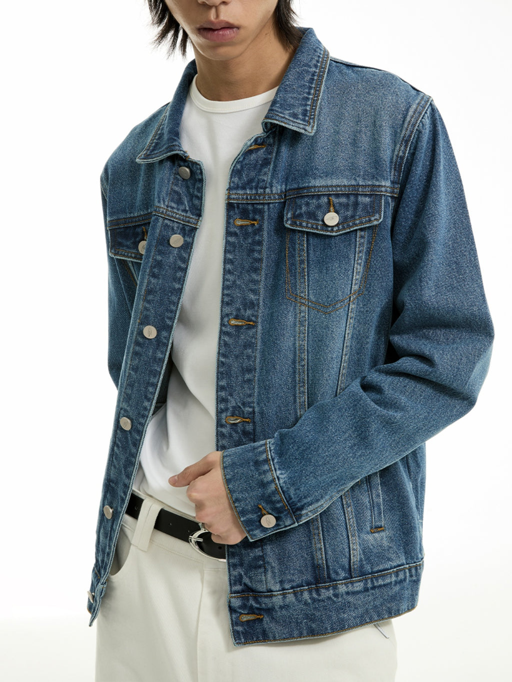 FUNKYFUN Ma Liu Made Old Lapel Loose Denim Jacket