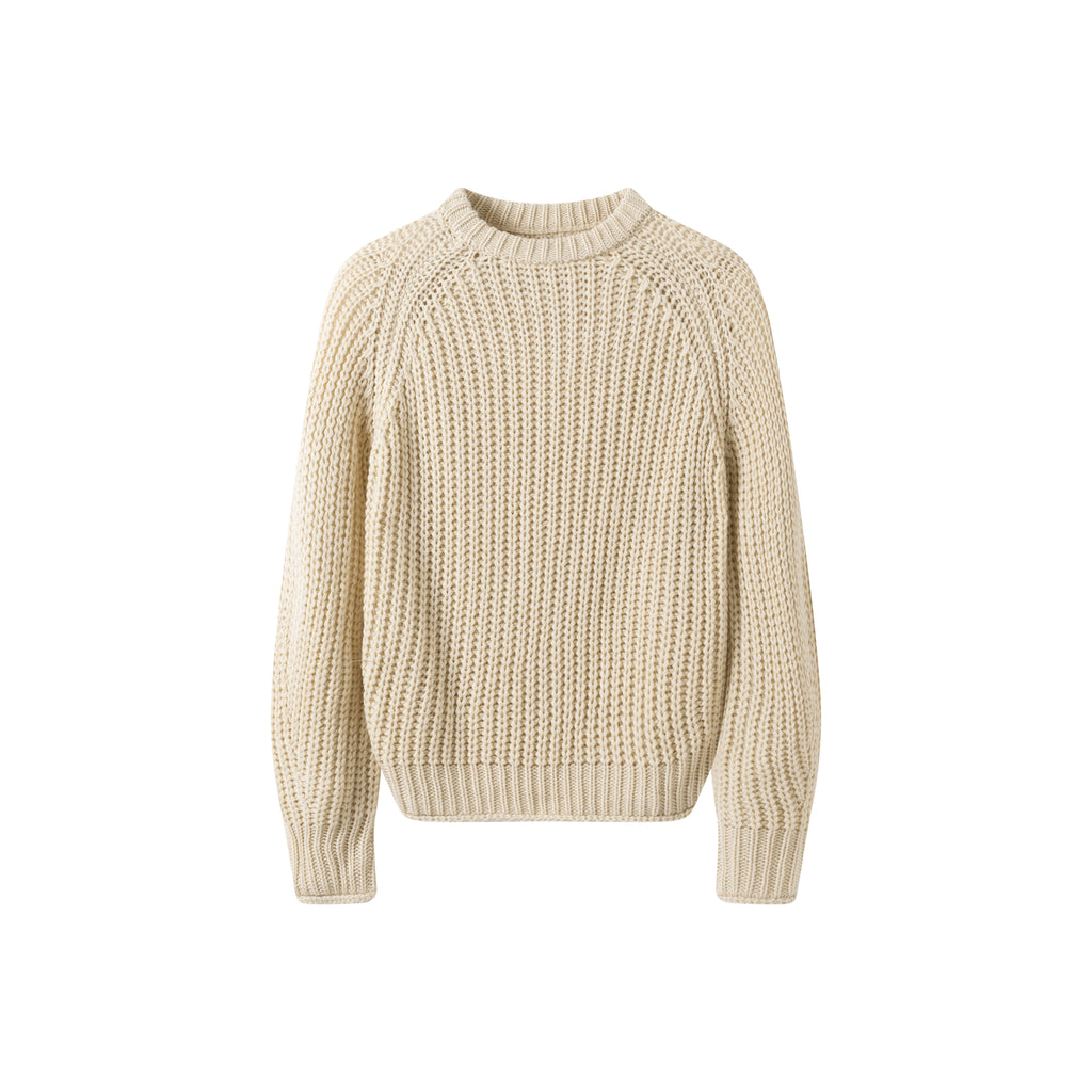 Anniehal Fluffy Woven Curled Fisherman Sweater