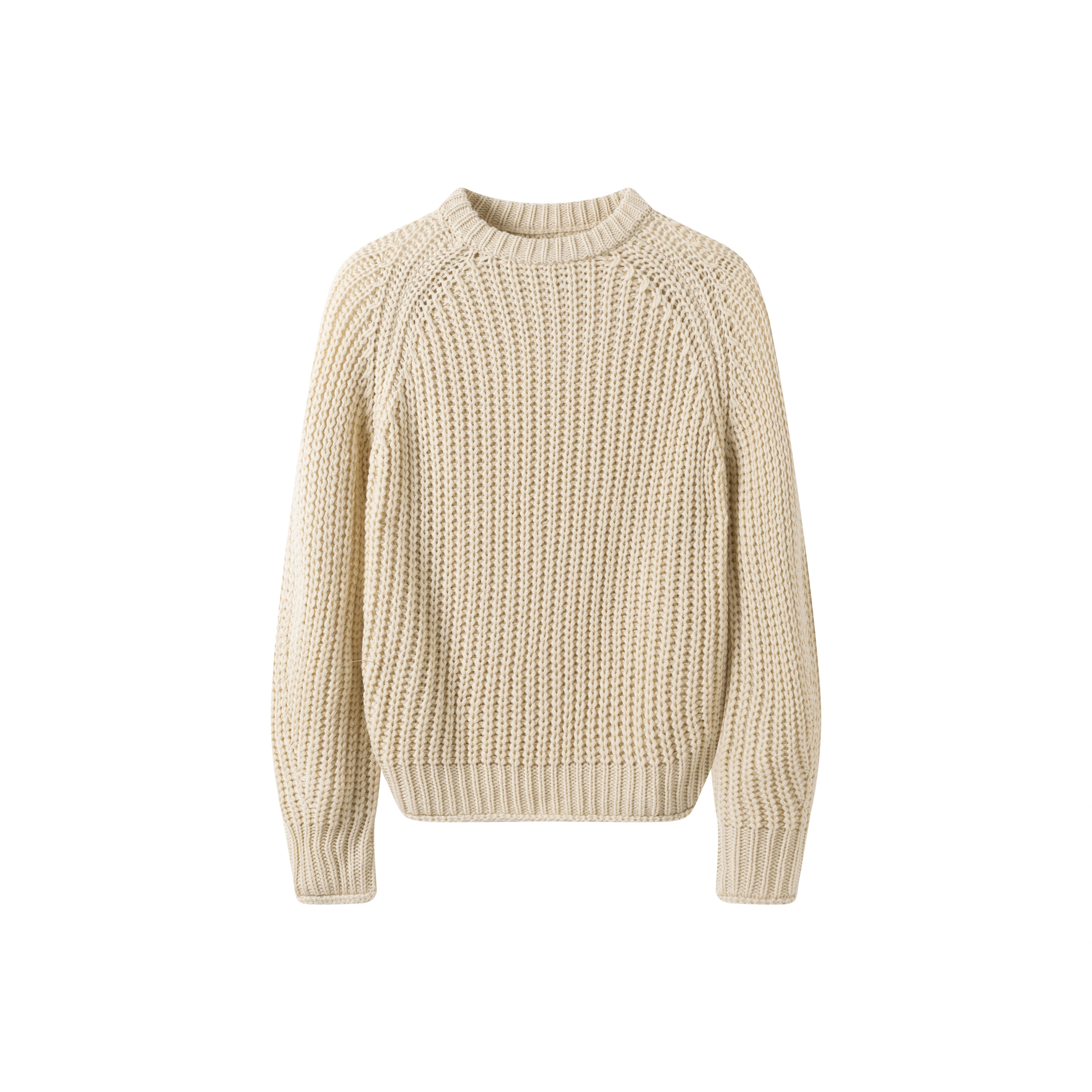 Anniehal Fluffy Woven Curled Fisherman Sweater