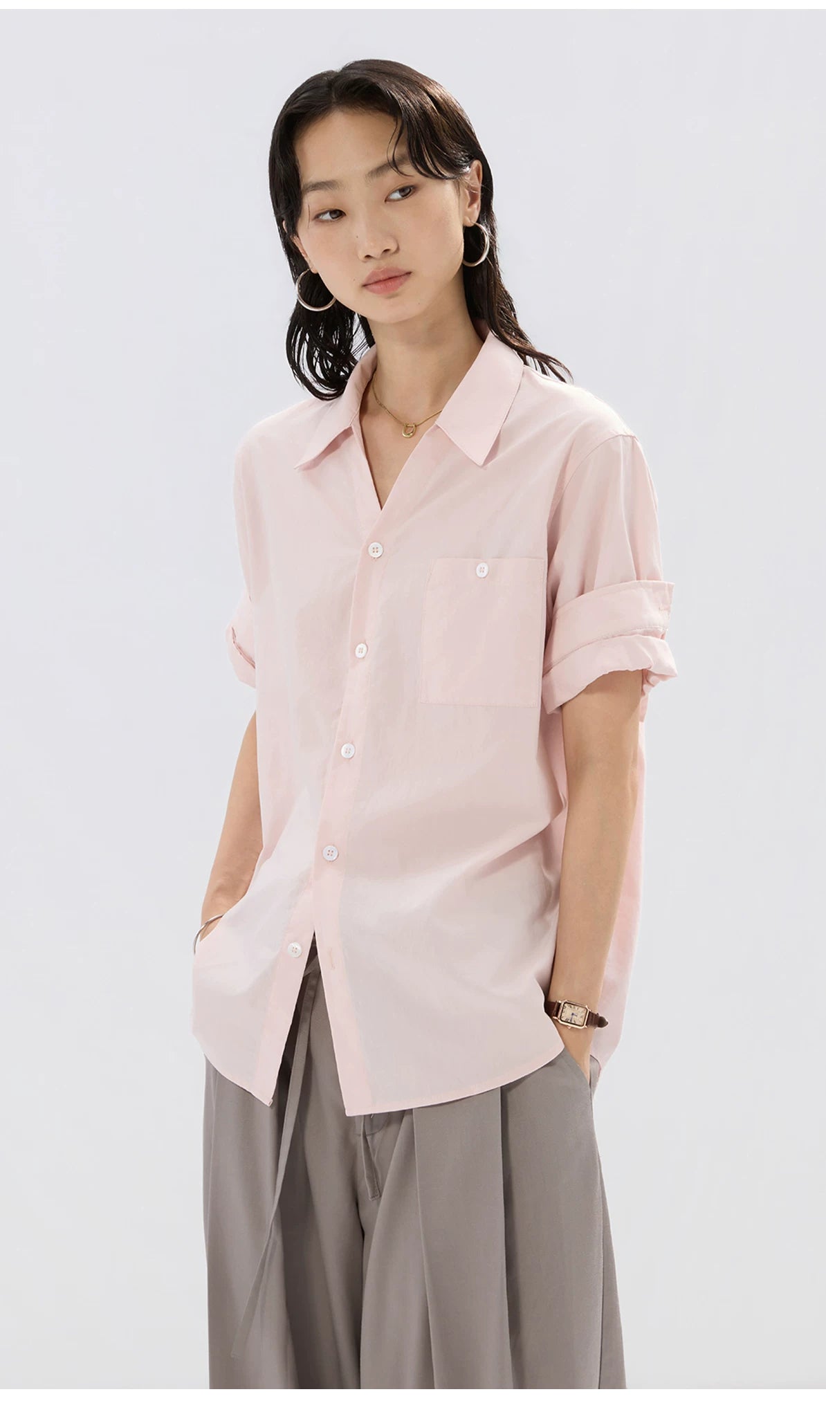 Sameuoo Minimalist Versatile Short Sleeve Shirt